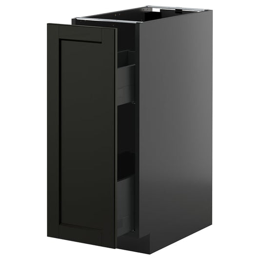 METOD / KNIVSHULT - METOD / KNIVSHULT Base cabinet/pull-out int fittings, black-grey/Lerhyttan black stained, 30x60 cm