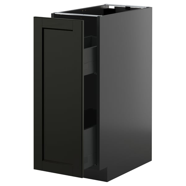 METOD / KNIVSHULT - METOD / KNIVSHULT Base cabinet/pull-out int fittings, black-grey/Lerhyttan black stained, 30x60 cm