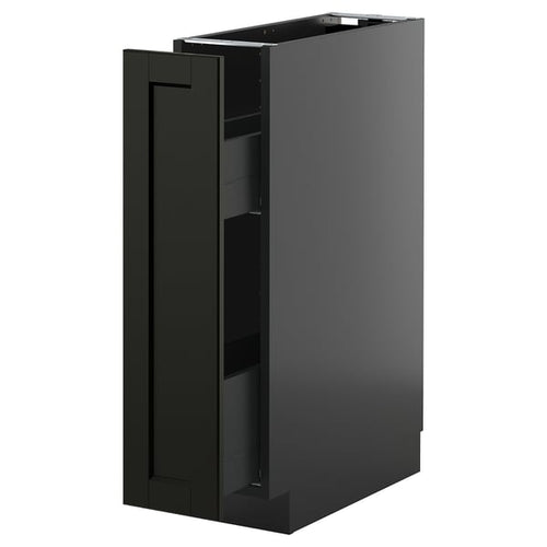 METOD / KNIVSHULT - METOD / KNIVSHULT Base cabinet/pull-out int fittings, black-grey/Lerhyttan black stained, 20x60 cm