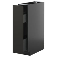 METOD / KNIVSHULT base cabinet/pull-out int fittings, black-grey/Nickebo matt anthracite, 20x60 cm