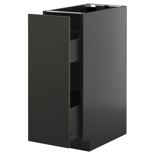 METOD / KNIVSHULT - METOD / KNIVSHULT Base cabinet/pull-out int fittings, black-grey/Nickebo matt anthracite, 30x60 cm