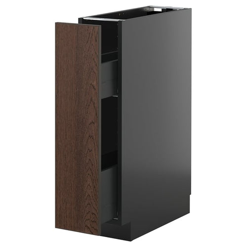 METOD / KNIVSHULT - METOD / KNIVSHULT Base cabinet/pull-out int fittings, black-grey/Sinarp brown, 20x60 cm