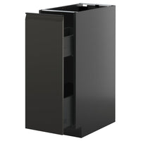 METOD / KNIVSHULT base cabinet/pull-out int fittings, black-grey/Upplöv matt anthracite, 30x60 cm