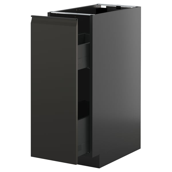 METOD / KNIVSHULT - METOD / KNIVSHULT Base cabinet/pull-out int fittings, black-grey/Upplöv matt anthracite, 30x60 cm