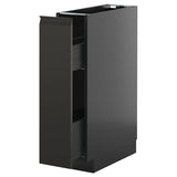 METOD / KNIVSHULT base cabinet/pull-out int fittings, black-grey/Upplöv matt anthracite, 20x60 cm