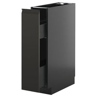 METOD / KNIVSHULT base cabinet/pull-out int fittings, black-grey/Upplöv matt anthracite, 20x60 cm