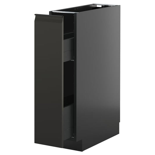 METOD / KNIVSHULT - METOD / KNIVSHULT Base cabinet/pull-out int fittings, black-grey/Upplöv matt anthracite, 20x60 cm