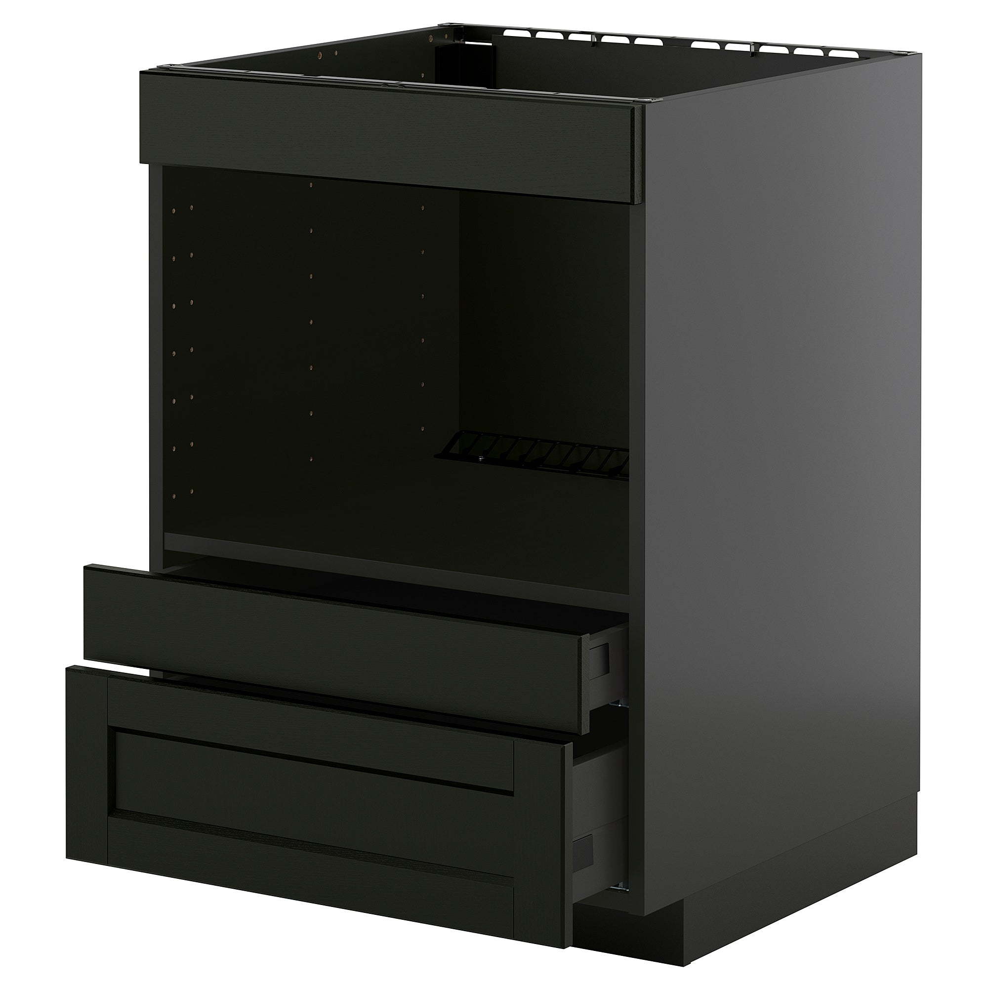 METOD / KNIVSHULT base cabinet f built-in appliances, black-grey/Lerhyttan black stained, 60x60 cm
