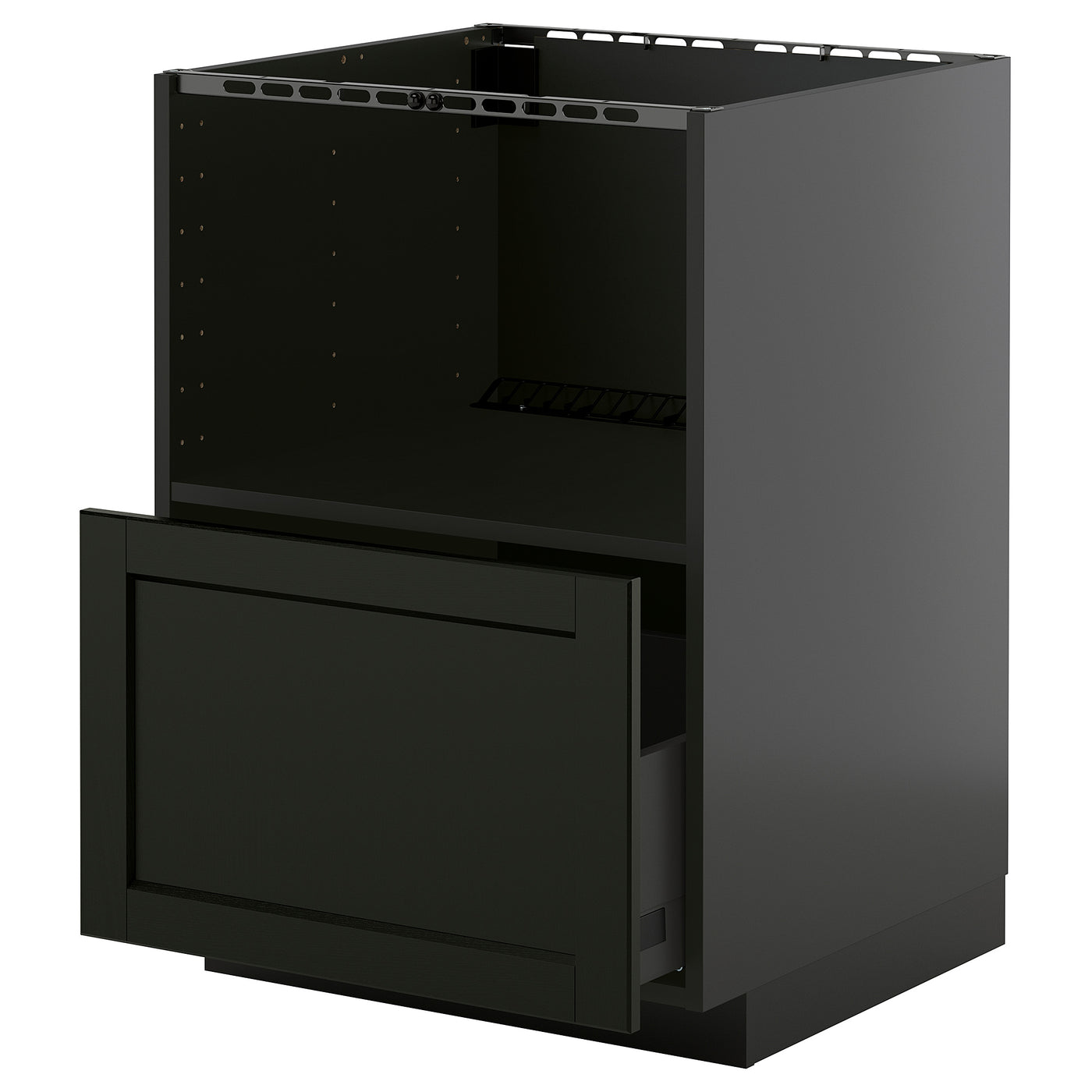 METOD / KNIVSHULT base cabinet f built-in appliances, black-grey/Lerhyttan black stained, 60x60 cm