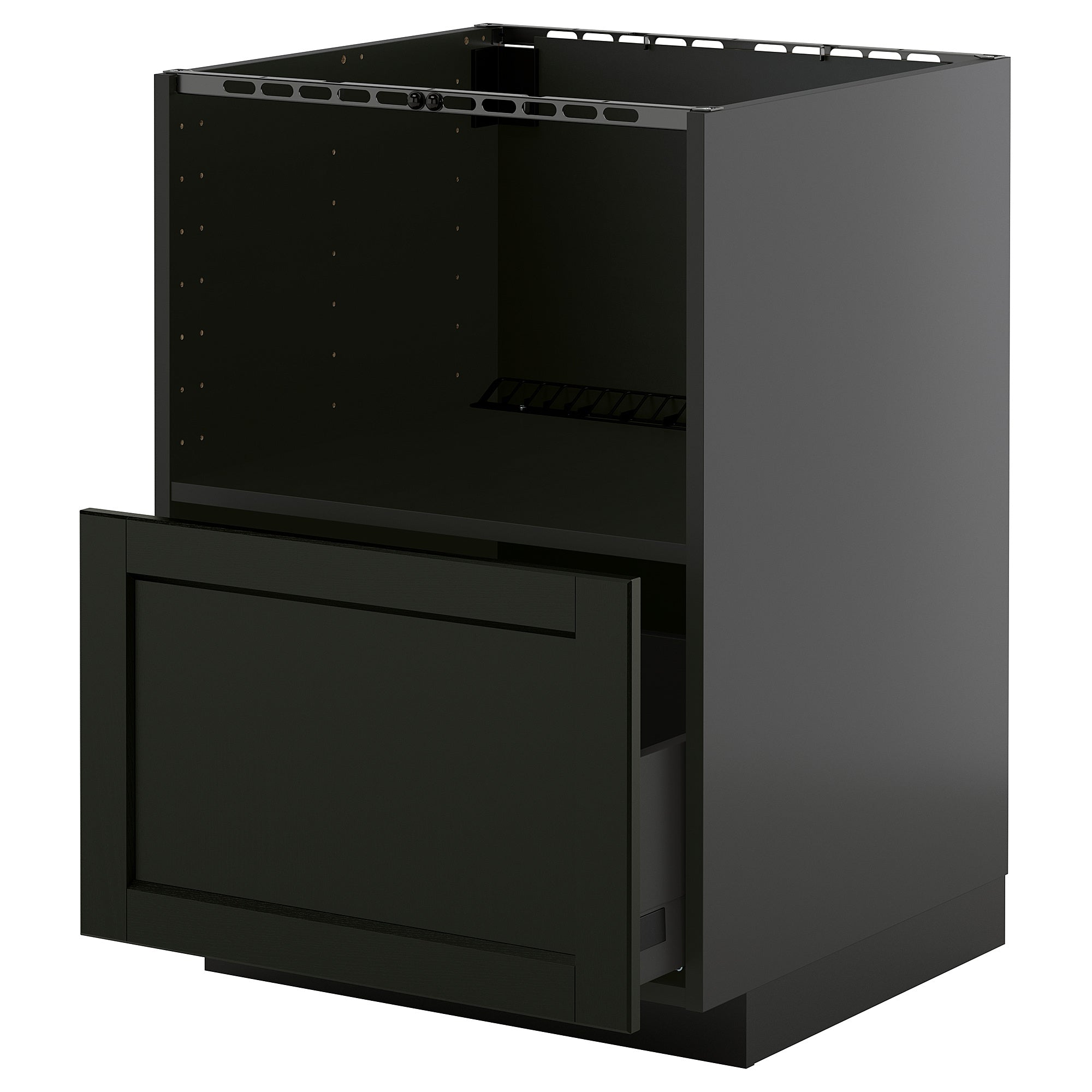 METOD / KNIVSHULT base cabinet f built-in appliances, black-grey/Lerhyttan black stained, 60x60 cm