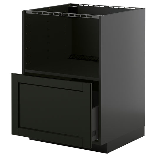 METOD / KNIVSHULT base cabinet f built-in appliances, black-grey/Lerhyttan black stained, 60x60 cm