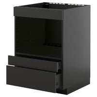 METOD / KNIVSHULT base cabinet f built-in appliances, black-grey/Nickebo matt anthracite, 60x60 cm