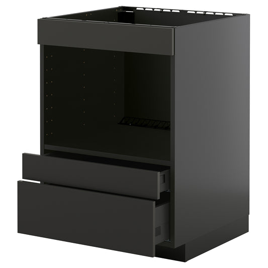 METOD / KNIVSHULT base cabinet f built-in appliances, black-grey/Nickebo matt anthracite, 60x60 cm