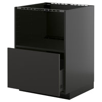 METOD / KNIVSHULT base cabinet f built-in appliances, black-grey/Nickebo matt anthracite, 60x60 cm