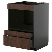 METOD / KNIVSHULT base cabinet f built-in appliances, black-grey/Sinarp brown, 60x60 cm