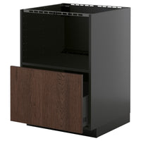 METOD / KNIVSHULT base cabinet f built-in appliances, black-grey/Sinarp brown, 60x60 cm