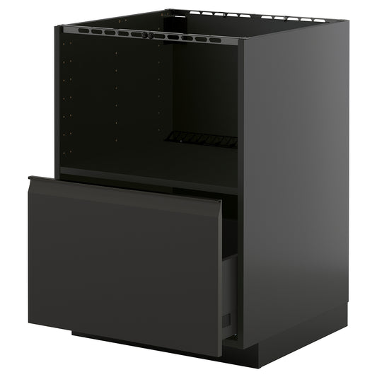 METOD / KNIVSHULT base cabinet f built-in appliances, black-grey/Upplöv matt anthracite, 60x60 cm