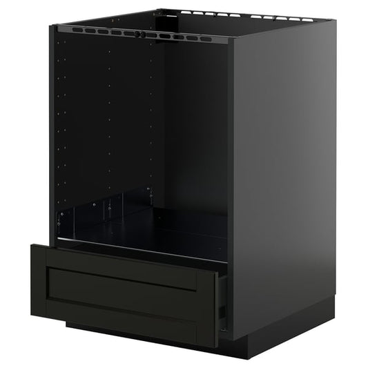 METOD / KNIVSHULT - METOD / KNIVSHULT Base cabinet for oven with drawer, black-grey/Lerhyttan black stained, 60x60 cm