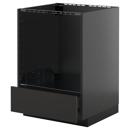 METOD / KNIVSHULT - METOD / KNIVSHULT Base cabinet for oven with drawer, black-grey/Nickebo matt anthracite, 60x60 cm