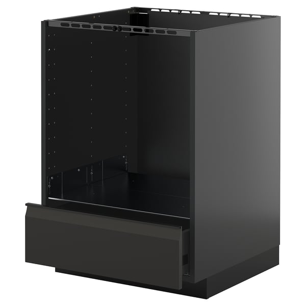 METOD / KNIVSHULT base cabinet for oven with drawer, black-grey/Upplöv matt anthracite, 60x60 cm