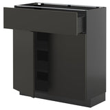 METOD / KNIVSHULT base cabinet with drawer/2 doors, black-grey/Nickebo matt anthracite, 80x37 cm