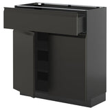 METOD / KNIVSHULT base cabinet with drawer/2 doors, black-grey/Upplöv matt anthracite, 80x37 cm