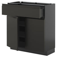 METOD / KNIVSHULT base cabinet with drawer/2 doors, black-grey/Upplöv matt anthracite, 80x37 cm