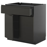 METOD / KNIVSHULT base cabinet with drawer/2 doors, black-grey/Upplöv matt anthracite, 80x60 cm