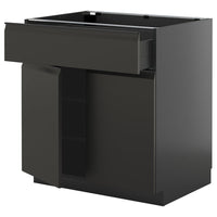 METOD / KNIVSHULT base cabinet with drawer/2 doors, black-grey/Upplöv matt anthracite, 80x60 cm