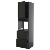 METOD / KNIVSHULT hi cab f ov w dr/2 frnts/2 hi drwrs, black-grey/Lerhyttan black stained, 60x60x220 cm