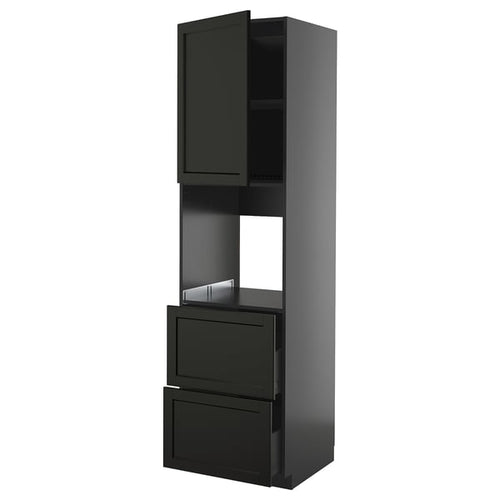 METOD / KNIVSHULT - METOD / KNIVSHULT Hi cab f ov w dr/2 frnts/2 hi drwrs, black-grey/Lerhyttan black stained, 60x60x220 cm