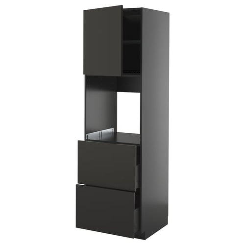 METOD / KNIVSHULT - METOD / KNIVSHULT Hi cab f ov w dr/2 frnts/2 hi drwrs, black-grey/Nickebo matt anthracite, 60x60x200 cm