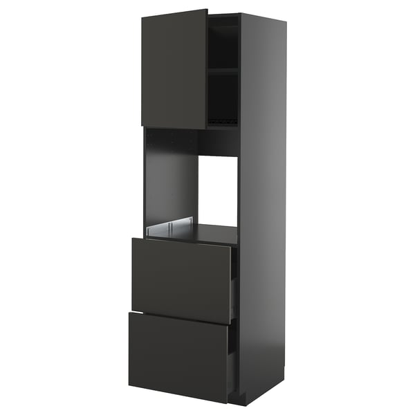 METOD / KNIVSHULT hi cab f ov w dr/2 frnts/2 hi drwrs, black-grey/Nickebo matt anthracite, 60x60x200 cm