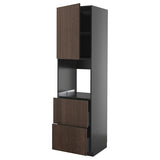METOD / KNIVSHULT hi cab f ov w dr/2 frnts/2 hi drwrs, black-grey/Sinarp brown, 60x60x220 cm
