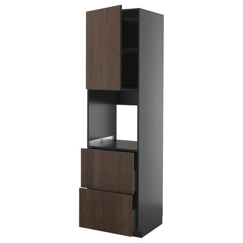 METOD / KNIVSHULT - METOD / KNIVSHULT Hi cab f ov w dr/2 frnts/2 hi drwrs, black-grey/Sinarp brown, 60x60x220 cm