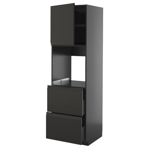 METOD / KNIVSHULT - METOD / KNIVSHULT Hi cab f ov w dr/2 frnts/2 hi drwrs, black-grey/Upplöv matt anthracite, 60x60x200 cm