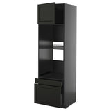 METOD / KNIVSHULT hi cab f ov/combi ov w dr/2 drwrs, black-grey/Lerhyttan black stained, 60x60x200 cm