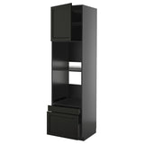 METOD / KNIVSHULT hi cab f ov/combi ov w dr/2 drwrs, black-grey/Lerhyttan black stained, 60x60x220 cm