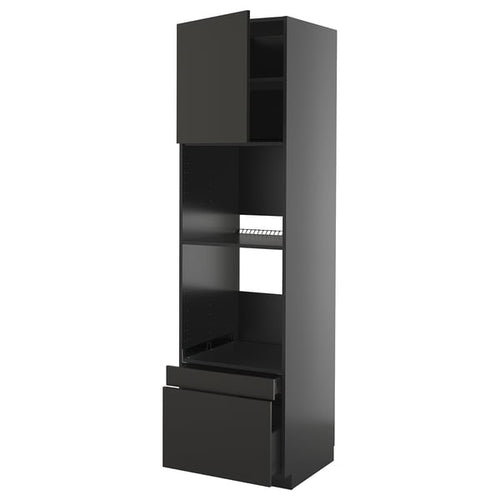 METOD / KNIVSHULT - METOD / KNIVSHULT Hi cab f ov/combi ov w dr/2 drwrs, black-grey/Nickebo matt anthracite, 60x60x220 cm