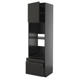 METOD / KNIVSHULT hi cab f ov/combi ov w dr/2 drwrs, black-grey/Upplöv matt anthracite, 60x60x220 cm
