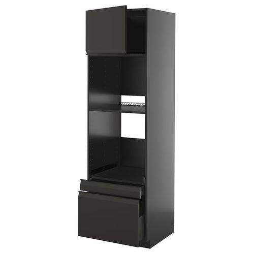 METOD / KNIVSHULT - METOD / KNIVSHULT Hi cab f ov/combi ov w dr/2 drwrs, black-grey/Upplöv matt anthracite, 60x60x200 cm