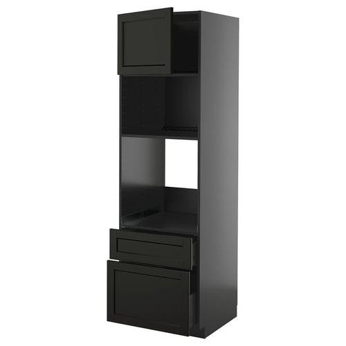 METOD / KNIVSHULT - METOD / KNIVSHULT High cab f oven/micro w dr/2 drwrs, black-grey/Lerhyttan black stained, 60x60x200 cm