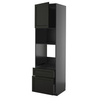 METOD / KNIVSHULT high cabinet f built-in appliances, black-grey/Lerhyttan black stained, 60x60x220 cm