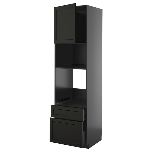 METOD / KNIVSHULT - METOD / KNIVSHULT High cab f oven/micro w dr/2 drwrs, black-grey/Lerhyttan black stained, 60x60x220 cm