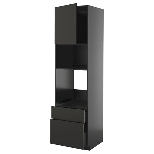 METOD / KNIVSHULT - METOD / KNIVSHULT High cab f oven/micro w dr/2 drwrs, black-grey/Nickebo matt anthracite, 60x60x220 cm