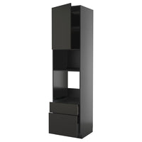 METOD / KNIVSHULT high cabinet f built-in appliances, black-grey/Nickebo matt anthracite, 60x60x240 cm