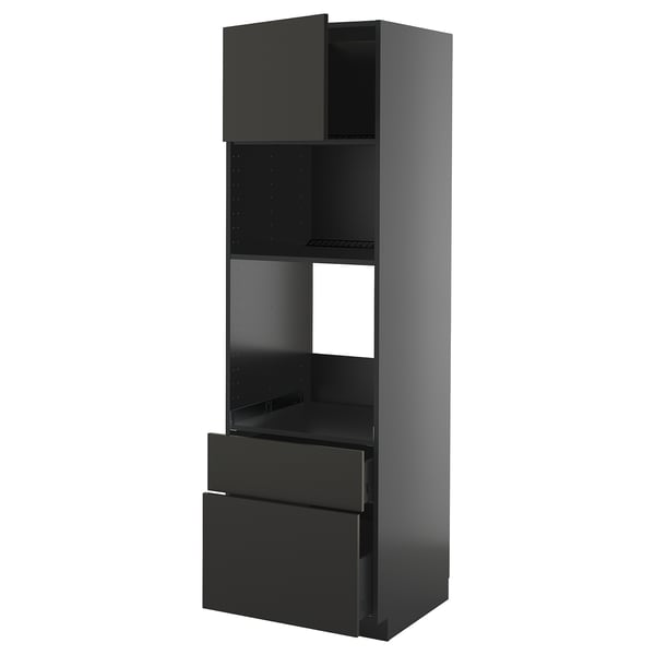 METOD / KNIVSHULT - METOD / KNIVSHULT High cab f oven/micro w dr/2 drwrs, black-grey/Nickebo matt anthracite, 60x60x200 cm
