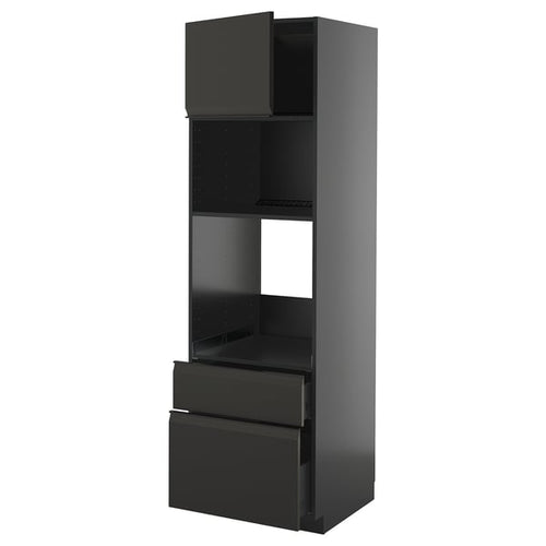 METOD / KNIVSHULT - METOD / KNIVSHULT High cab f oven/micro w dr/2 drwrs, black-grey/Upplöv matt anthracite, 60x60x200 cm