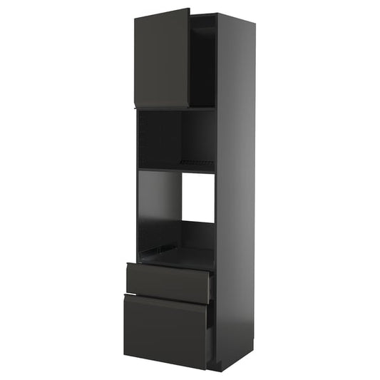 METOD / KNIVSHULT - METOD / KNIVSHULT High cab f oven/micro w dr/2 drwrs, black-grey/Upplöv matt anthracite, 60x60x220 cm