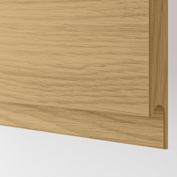 METOD / KNIVSHULT Oven cabinet/microwave/anta/2cassette, black-grey/Voxtorp oak effect, 60x60x240 cm
